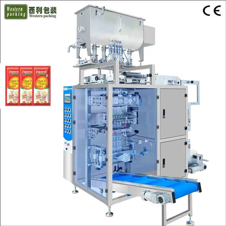 Mașină de ambalat cu mai multe piste pentru pliculețe lichide de sos